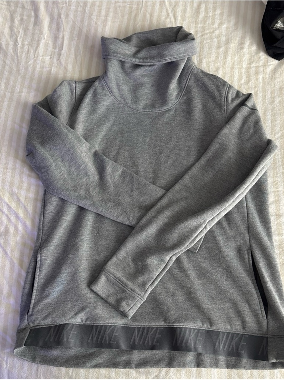 Nike Gray Turtleneck Pullover with Branded Hem